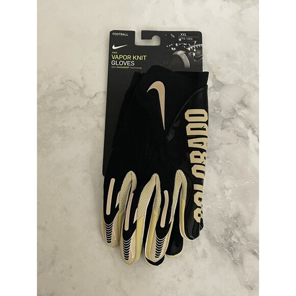 Nike Colorado Buffaloes Player Issued Vapor Knit Football Gloves Black Size 2XL
